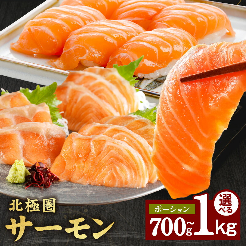 【ふるさと納税】北極圏サーモン ポーション 700g / 1kg 楽天限定 アトランティックサーモン サーモン 魚介類 魚 海鮮 鮭 ノルウェー産 刺身 カルパッチョ お寿司 パスタ 食品 お取り寄せ 冷凍 泉佐野市 送料無料 骨取り 骨抜き