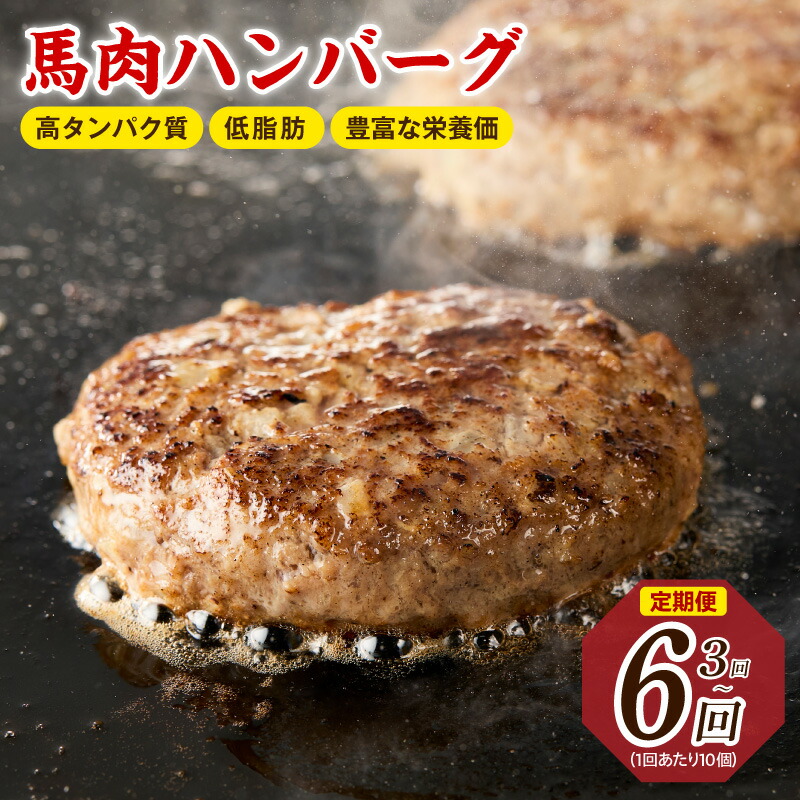 【ふるさと納税】馬肉ハンバーグ 120g × 10個 選べる 定期便 3回 / 6回 個包装 ハンバーグ 馬肉 高タンパク 低脂肪 鉄分 健康志向 栄養豊富 ヘルシー 旨み 便利 簡単調理 おかず お弁当 惣菜 焼くだけ 冷凍 大阪府 泉佐野市 送料無料 肉の泉佐野