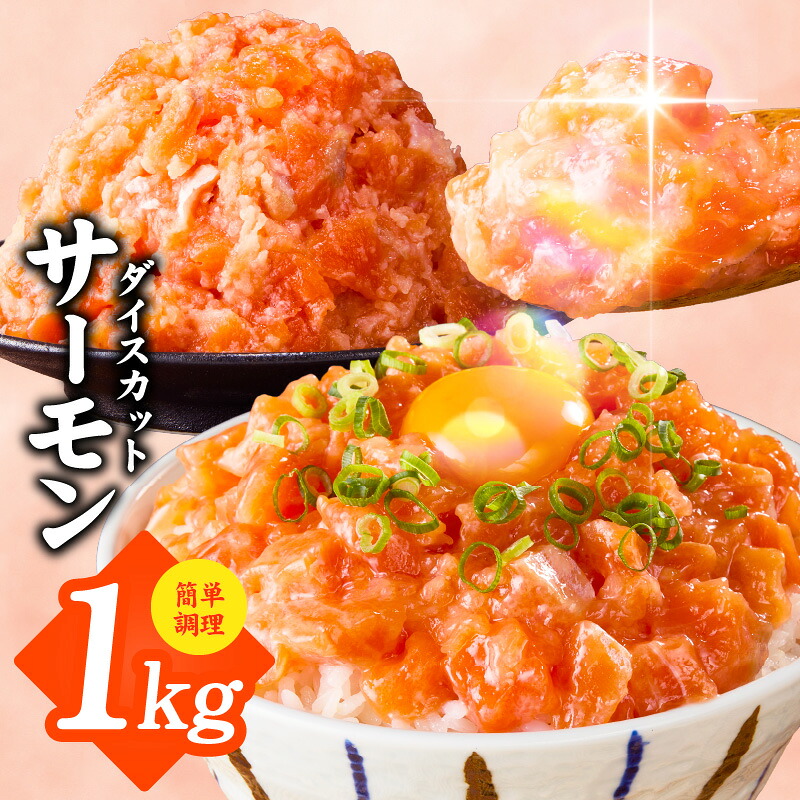 【ふるさと納税】サーモン ダイスカット 500g × 2P 合計 1kg 銀鮭 鮭 小分け パック 一口サイズ ダイスカット済み ダイス カット済み 冷凍 生食 海鮮 魚 鮮魚 海鮮丼 刺身 ポキ 手巻き寿司 寿司 業務用 家庭用 簡単調理 一人暮らし 東洋冷蔵 大阪府 泉佐野市 送料無料 9,120円