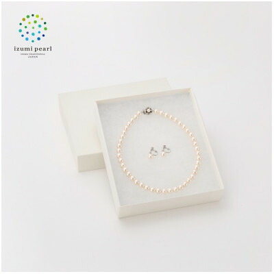 【ふるさと納税】《いずみパール》 貝パール9mmネックレス9mmイヤリング2点セット(ホワイト)簡易箱_ 貝パール 9mm ネックレス イヤリング セット 送料無料 大阪府 和泉市 【1498872】