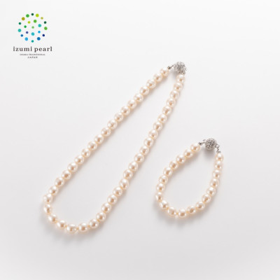 【ふるさと納税】《いずみパール》 ガラスバロックパール　ネックレス&ブレスレット(留具:マグネット式)【AN128】_ ガラスバロックパール ネックレス ブレスレット セット アクセサリー 送料無料 大阪府 和泉市 【1499678】