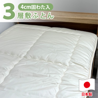 【ふるさと納税】【虚蝉ダブル】日本製3層社会システム 固わた入り敷ふとん120×210珊 HG-3SW【1559606】