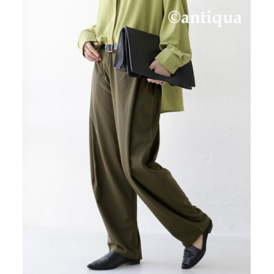 【ふるさと納税】【ANTIQUA/アンティカ】テーパードパンツ 靉靆たるカーキ L (AY-00012-66-L)【1639337】