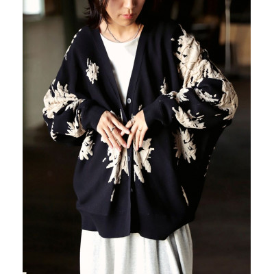 【ふるさと納税】【ANTIQUA/アンティカ】花柄カーディガン ブラック(PN-00492-05-Onesize)【1639351】｜大阪府和泉市