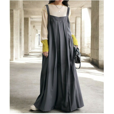 【ふるさと納税】【ANTIQUA】プリーツサロペットグレーRegular(PK-01179-15-Regular)【1639389】｜大阪府和泉市
