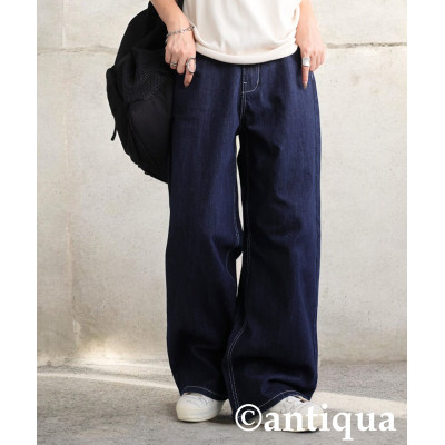 【ふるさと納税】【ANTIQUA/アンティカ】ワイドデニムパンツ ノンウォッシュ M　(PL-00009-20-M)【1639408】 11,900円