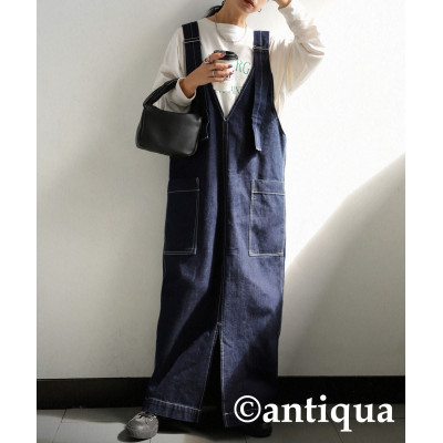 【ふるさと納税】【ANTIQUA/アンティカ】デニム サロペスカート ボトムス(PL-00021-20-F)【1639410】|大阪府和泉市