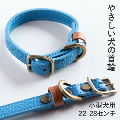 【ふるさと納税】首輪 本革 イタリアンレザー ブルー 小型犬用 (22-28センチ)ペット用品【dc-01ss】【1663062】 13,090円