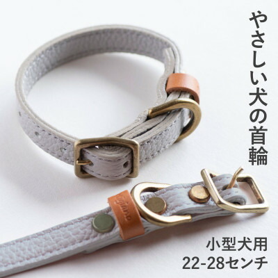 【ふるさと納税】首輪 本革 イタリアンレザー グレー 小型犬用 (22-28センチ)ペット用品【dc-01ss】【1663076】