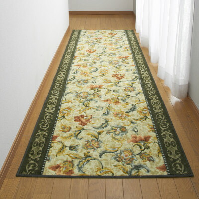 【ふるさと納税】日本製 廻廊引っ敷き 80cm×340糎 【オリエンタル更紗】上滑り打ち切り産業(緑であること)【1663949】