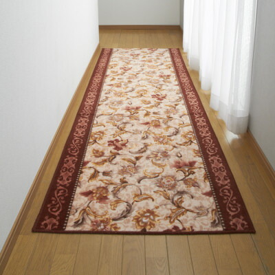 【ふるさと納税】日本製 歩廊引っ敷き 80cm×700糎 【オリエンタル更紗】 上滑り打ち切り産業 (エンジ)【1663985】