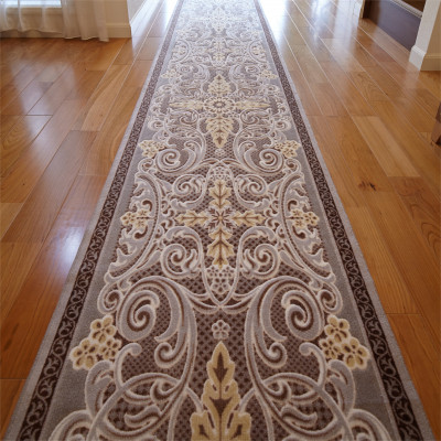 【ふるさと納税】日本製 廊下カーペット 80cm×440cm 【モダンオーナメント】 滑り止め ブラウン【1671878】