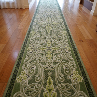 【ふるさと納税】日本製 廻廊引っ敷き 80cm×340糎 【モダンオーナメント】 上滑り打ち切り 緑であること【1671948】