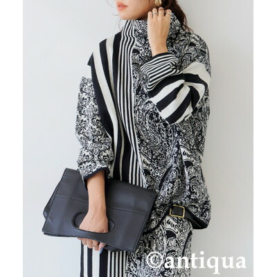【ふるさと納税】【ANTIQUA/アンティカ】柄ニット 長袖 ボトルネック(PN-00582-03-Onesize)【1689971】