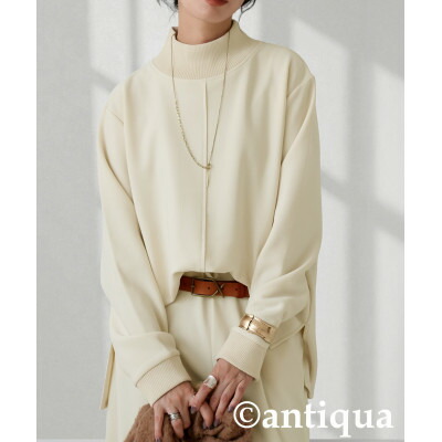 【ふるさと納税】【ANTIQUA/アンティカ】モックネックトップス 裏起毛(PY-00821-01-Onesize)【1689986】
