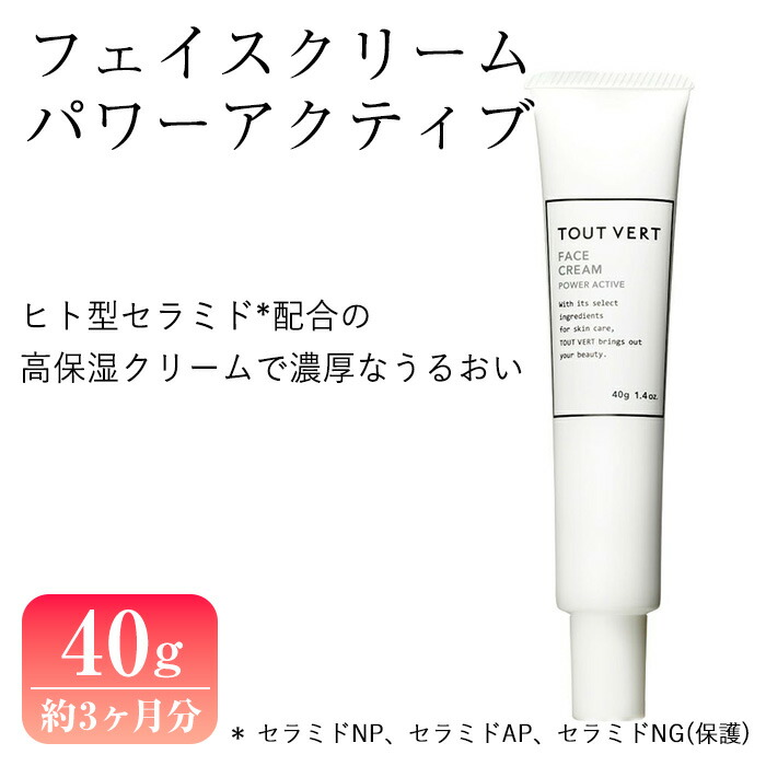 【ふるさと納税】フェイスクリームパワーアクティブ(40g) フェイスクリーム 化粧品 スキンケア コスメ 高保湿 セラミド αリポ酸 コエンザイムＱ１０ EGF 乾燥 保湿力 エイジングケア 美容 TOUT VERT 【m83-13】【トゥヴェール】