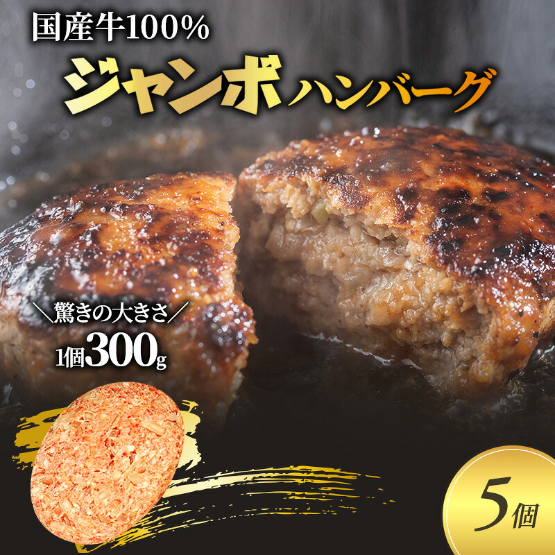 【ふるさと納税】ジャンボ ハンバーグ 300g 5個 セット 国産 牛壱 国産牛100％ 冷凍 惣菜 おかず 真空パック 煮込みハンバーグ お肉 肉 牛肉 牛 淡路島 たまねぎ 手作り ギフト 贈り物 プレゼント 大阪 柏原市 大阪府柏原市