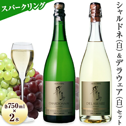 【ふるさと納税】スパークリング ワイン 飛鳥シリーズ スパークリング シャルドネ ＆ スパークリング デラウェア セット 750ml × 2本 (株)飛鳥ワイン《30日以内に出荷予定(土日祝除く)》大阪府 羽曳野市 飛鳥シリーズ アルコール ワイン スパークリングワイン 白 酒 21,900円