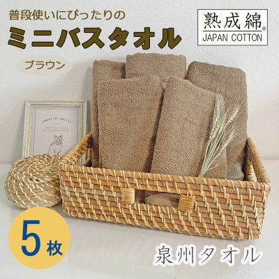 【ふるさと納税】泉州西洋手ぬぐい「普段使い走りにぴったりのミニバス西洋手ぬぐい」5枚書き割り(赤銅色) 099H753【1536877】