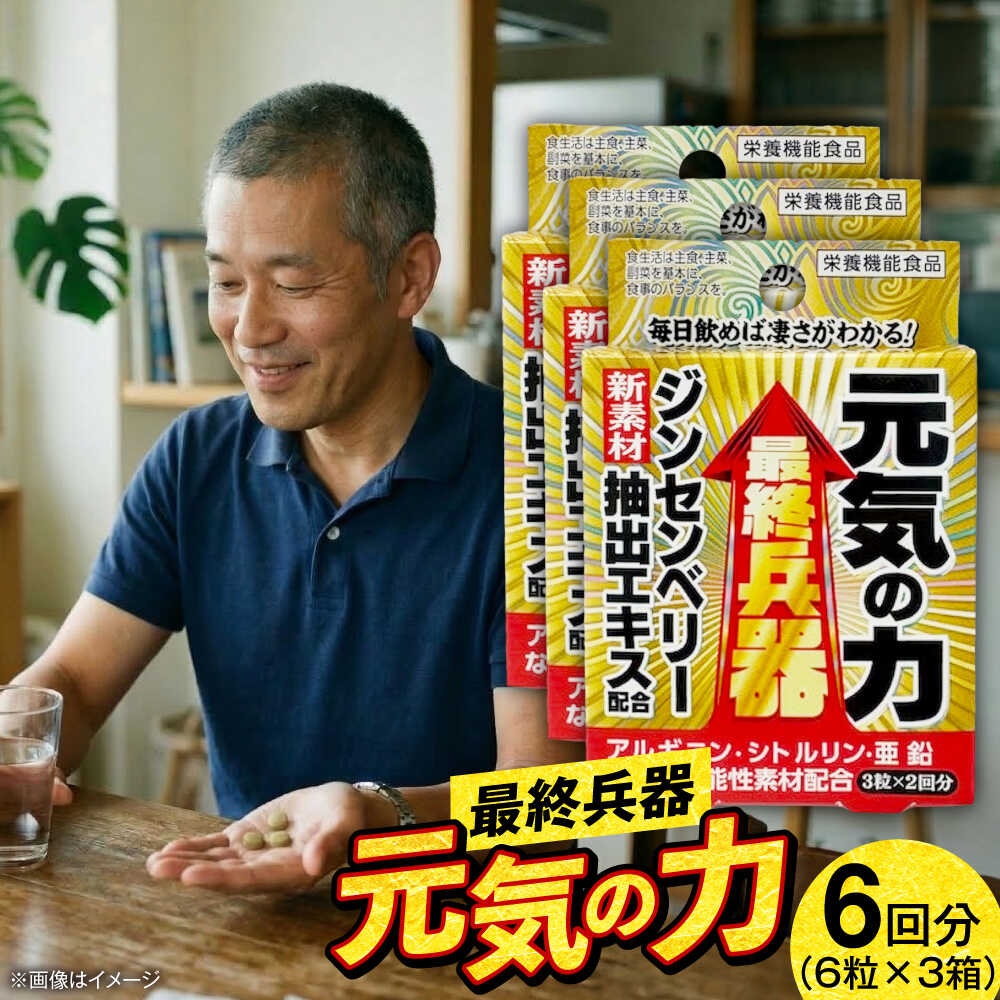 【ふるさと納税】サプリ 最終兵器 元気の力 6粒 3箱セット / サプリメント サプリ 活力 コンディション 健康 栄養補給 ジンセンベリー 亜鉛 シトルリン 男性 プレミアム さぷり 小分け 疲労回復 簡単 滋養強壮 携帯用 / 大阪府藤井寺市/(株)アスナロ化工研究所[BLAX016]