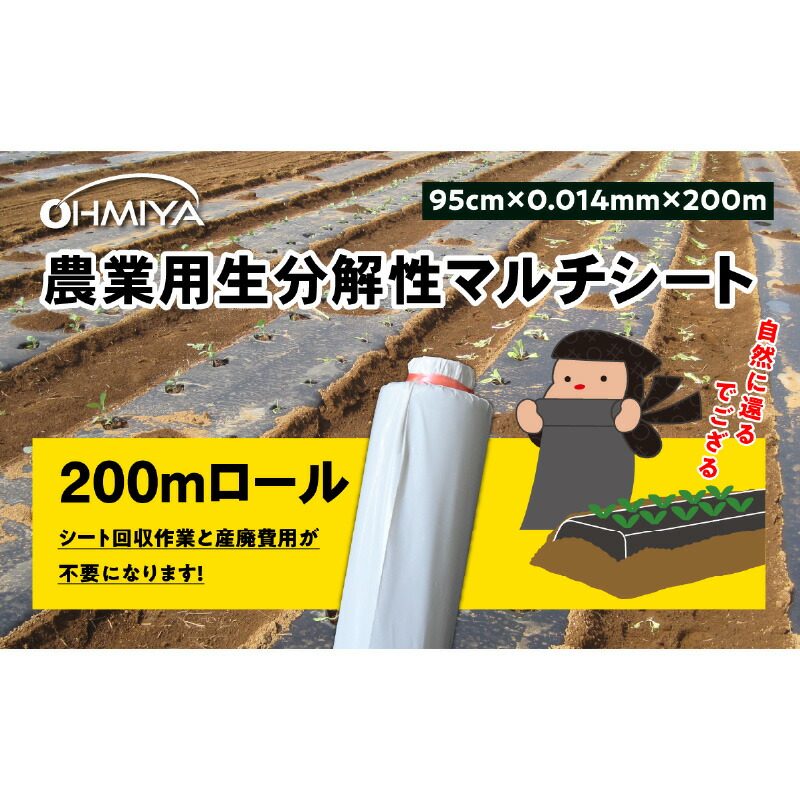 楽天市場】農業用分解マルチシート 950mm×200m 厚さ約0.014mm NINJA