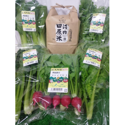 【ふるさと納税】四條畷産・大阪産(おおさかもん)野菜3~5品目とお米2kgの詰め合わせ【配送不可地域:離島・北海道・沖縄県】【1052609】|大阪府四條畷市