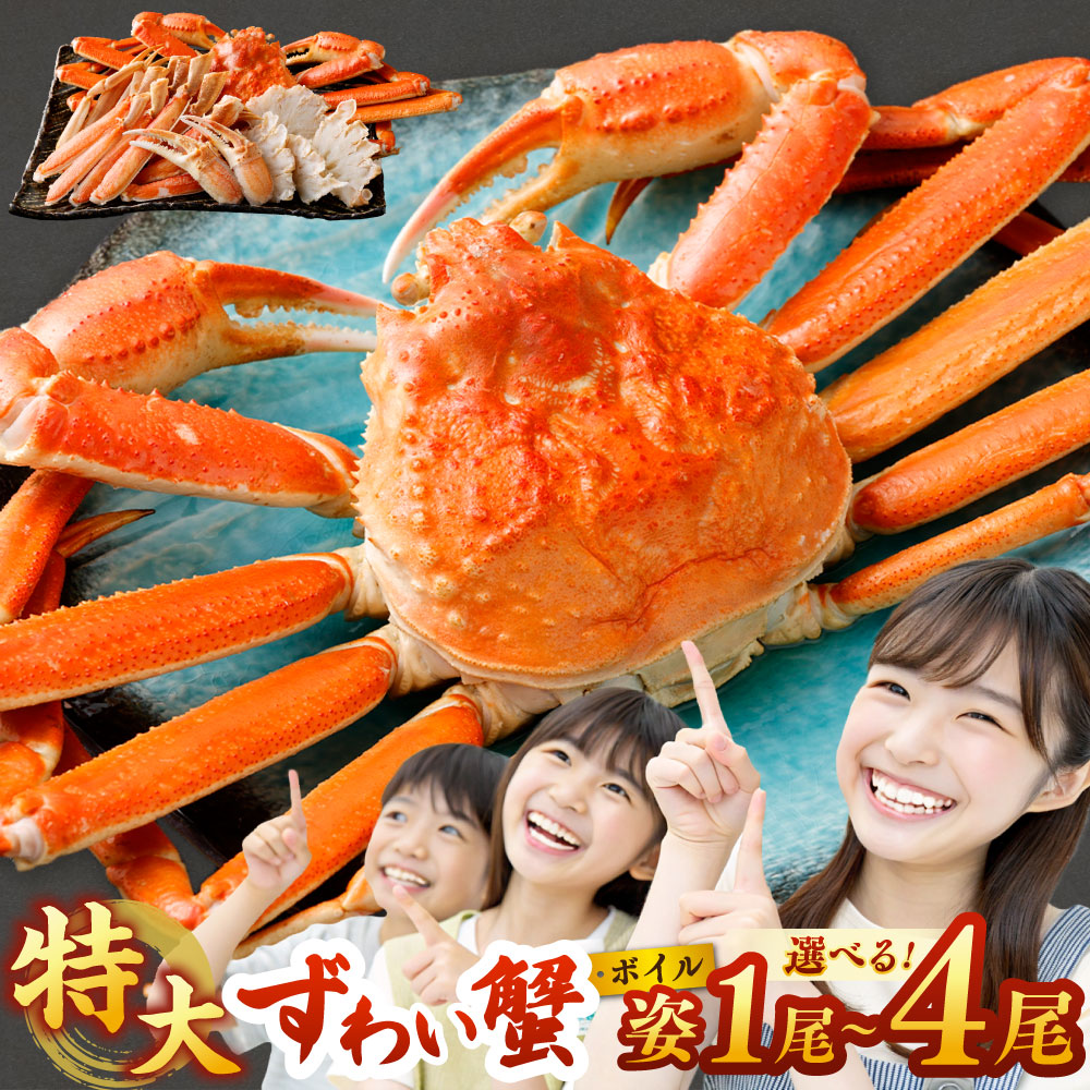 【ふるさと納税】＜選べる＞特大 ボイル ズワイ蟹 姿 750g ＜1尾 / 2尾 / 4尾＞ ｜蟹 かに ボイル お取り寄せ お歳暮 カニしゃぶ 蟹鍋 むき身 鍋 しゃぶしゃぶ ズワイガニ ずわい蟹 グルメ ポーション カット済 冷凍 ギフト 贈り物 贈答用 プレゼント 阪南市 送料無料