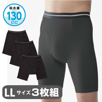 【ふるさと納税】百貨店さらりん 成人男性用 LL大きさ 黒いこと 3枚組 失禁ズボン下【1423069】