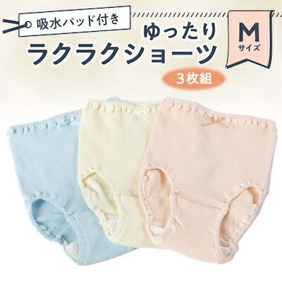【ふるさと納税】吸水パッド付き添い人 ゆったりラクラクショーツ 3枚組 M大いさ【1441385】