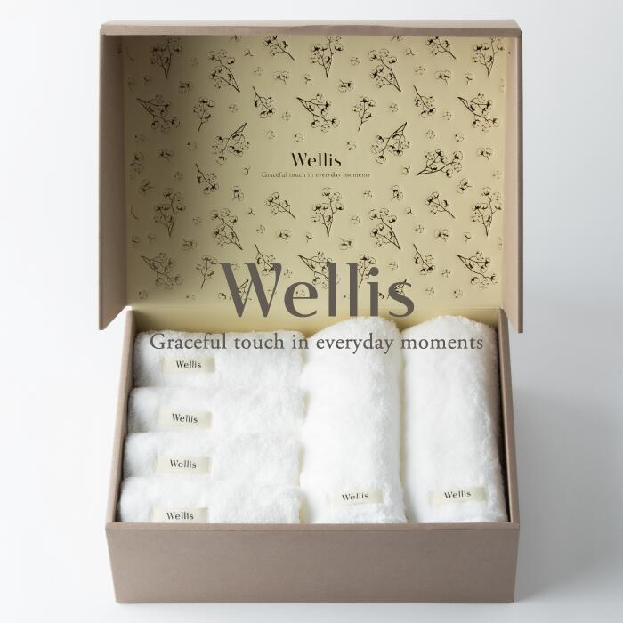 【ふるさと納税】Wellis【御前上等の肌気味合い】ウォッシュタオル4枚・人間の顔西洋手ぬぐい2枚 差し上げ物書き割り 自然的白いこと（009_5037_01）