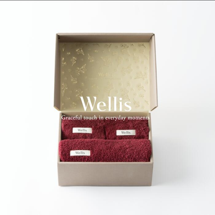 【ふるさと納税】Wellis【御前上等の肌気味合い】ウォッシュタオル2枚・人間の顔西洋手ぬぐい1枚 差し上げ物書き割り ボルドーワイン（009_5039_04）