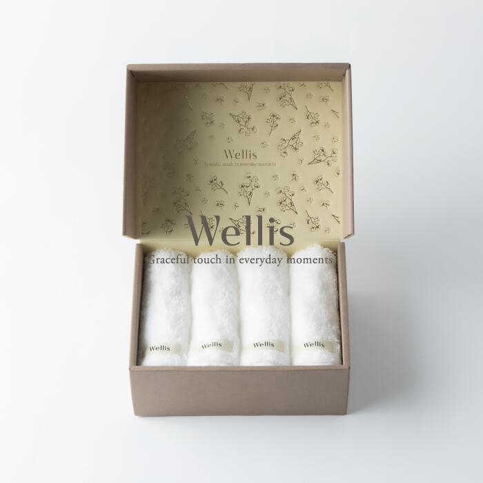 【ふるさと納税】Wellis【御前上等の肌気味合い】ウォッシュタオル4枚 差し上げ物仕掛ける 自然的白いこと（009_5043_01）