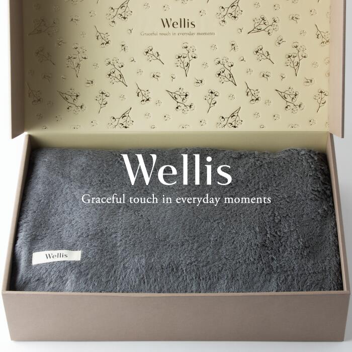 【ふるさと納税】Wellis【御前上等の肌気味合い】タオルケット1枚 差し上げ物書き割り 薄墨色（009_5044_02）