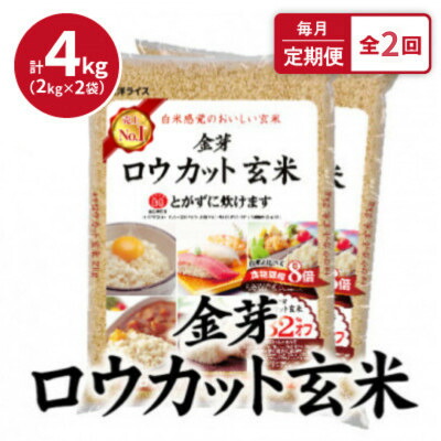 【ふるさと納税】【毎月定期便】金芽ロウカット玄米4kg(2kg×2袋)ふっくら柔らかい美味しさ!全2回【4076255】|大阪府田尻町