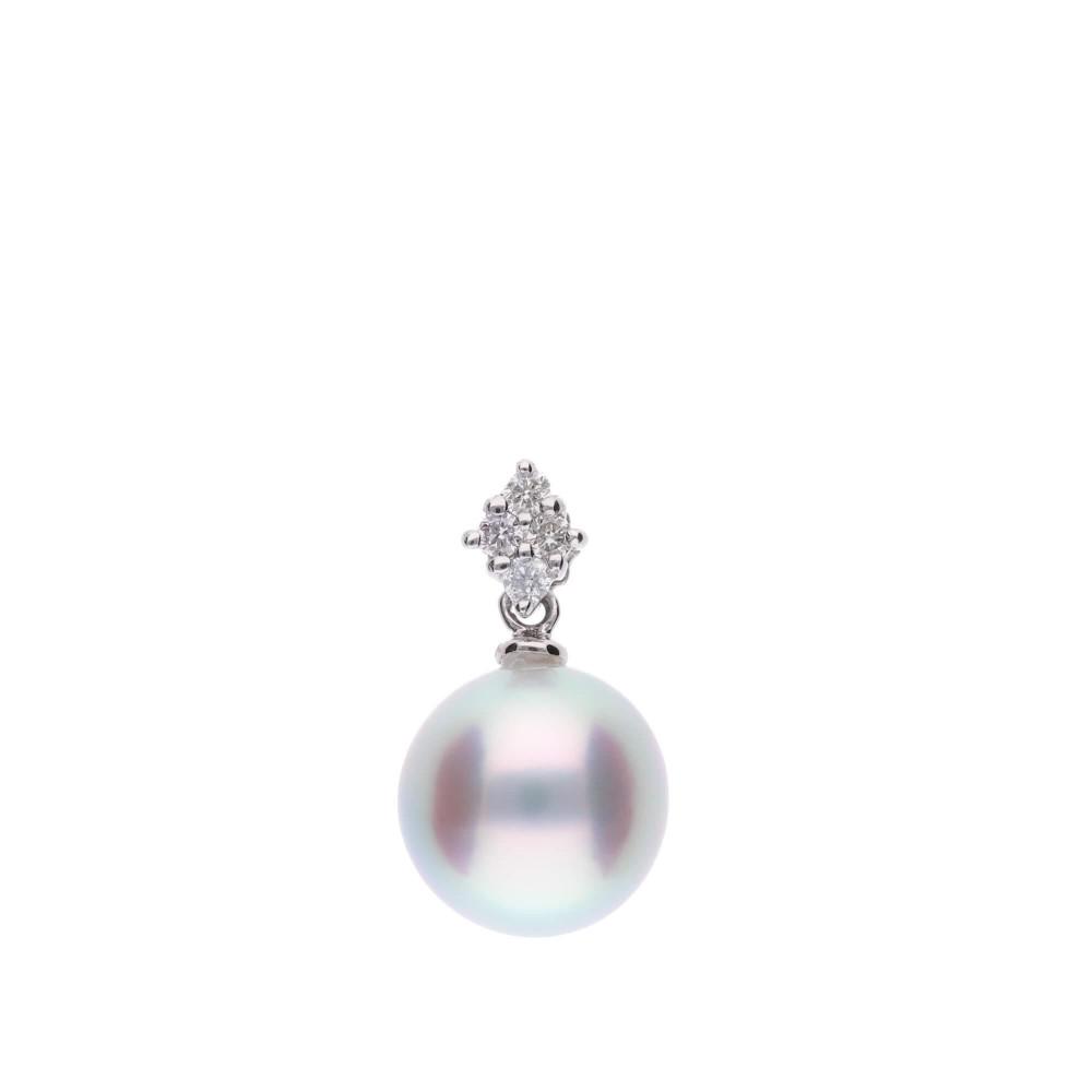 【ふるさと納税】【星菱】無調色 ウルトラスカイブルー アコヤ真珠（日本） 8.0mm セミラウンド ダイヤモンド Pt900 プラチナ ペンダントトップ