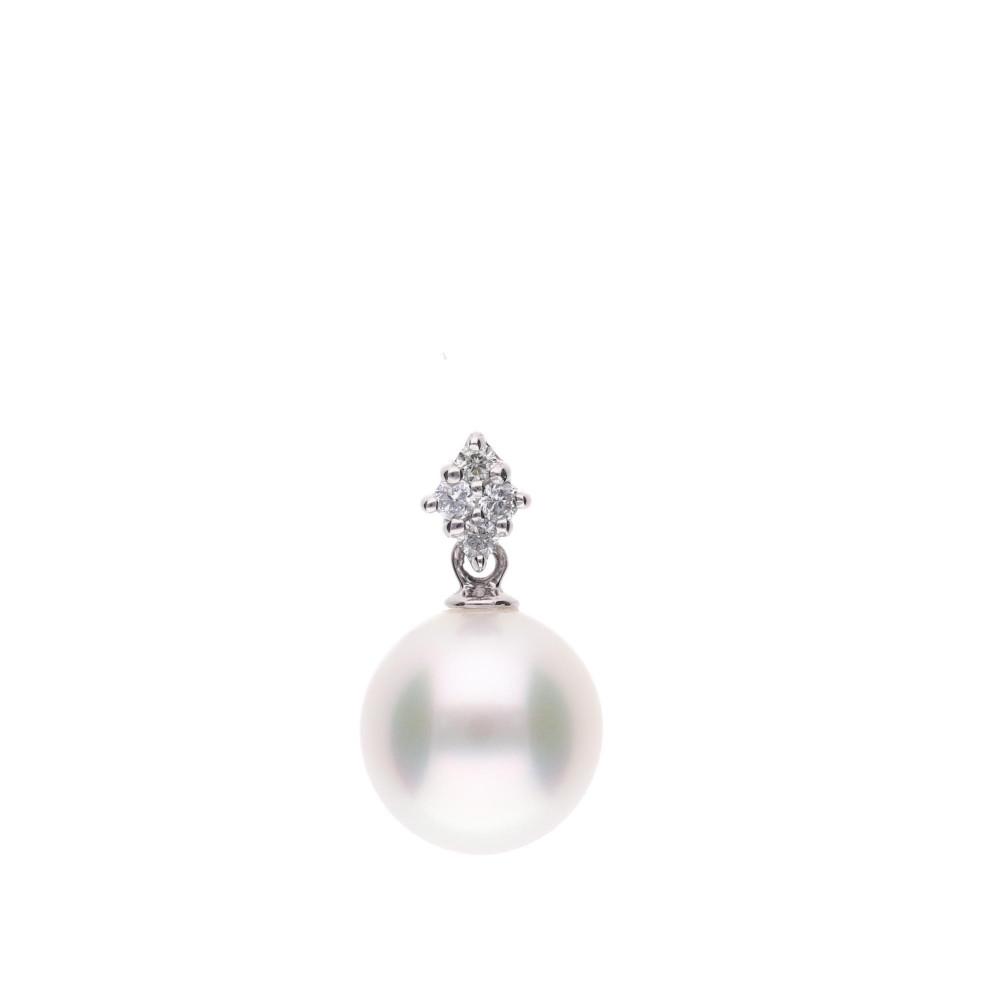 【ふるさと納税】【星菱】無調色 アコヤ真珠（日本） 8.0mm ラウンド ダイヤモンド Pt900 プラチナ ペンダントトップ