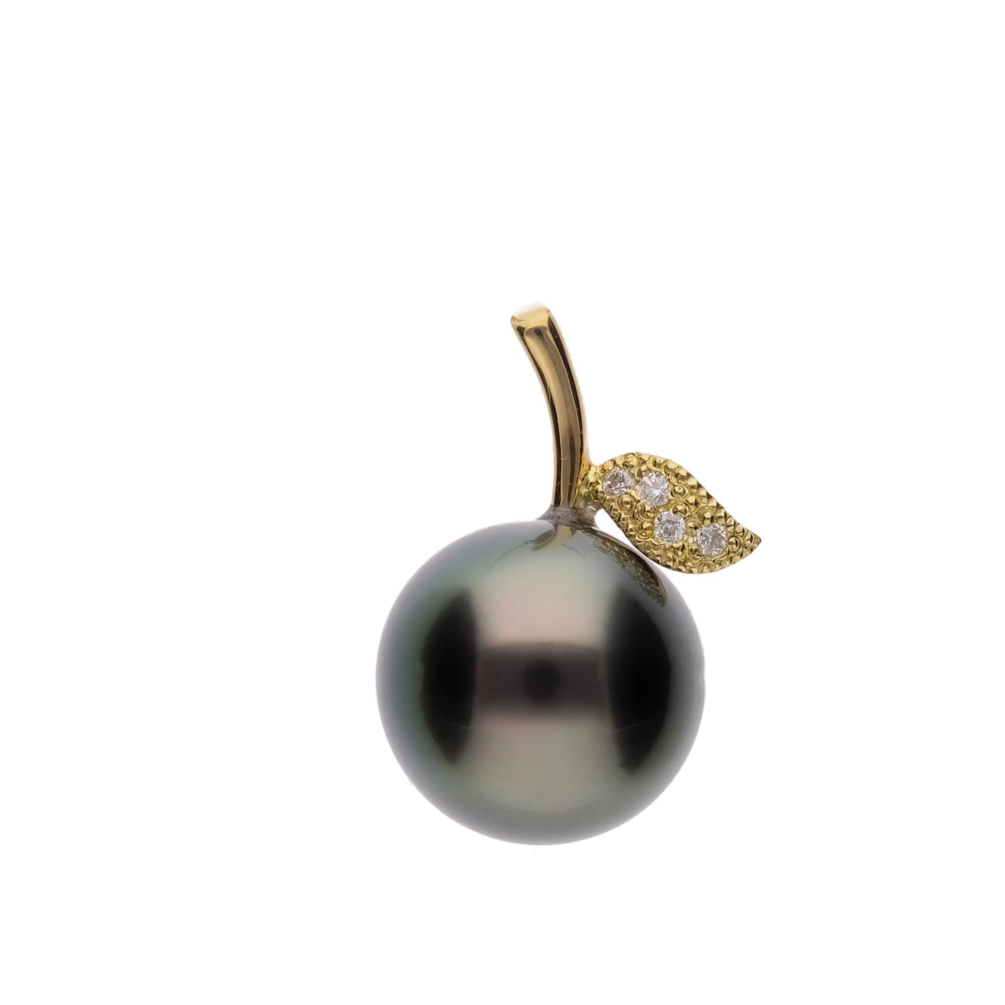 【ふるさと納税】【姫果】ブラックパール(タヒチ 黒蝶真珠) 10mm セミラウンド ダイヤモンド K18 イエローゴールド ペンダントトップ | 無調色 黒蝶真珠(タヒチアンパール) 10mm K18YG|兵庫県神戸市