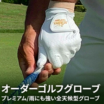 【ふるさと納税】ゴルフ オーダーメイド グローブ プレミアム 雨にも強い全天候型 ゴルフグローブ ゴルフ用グローブ レディース メンズ 左手 革 手袋 名入れ おすすめ ゴルフ用品 リピートオーダーもOK 兵庫 兵庫県 姫路 姫路市｜兵庫県姫路市