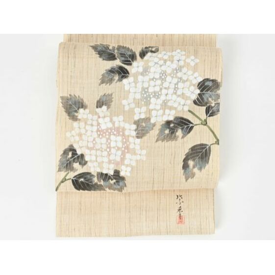 【ふるさと納税】名古屋帯 麻 アジサイ柄 お仕立てもの売り上げ高 お単衣 絽 紗に あじさい 和装 言い慣わし科学技術 流行り物小物 篠原仕立てもの お届け：ご預け入れる突きとめる後、約2週ほどで送りとどけるいたします。