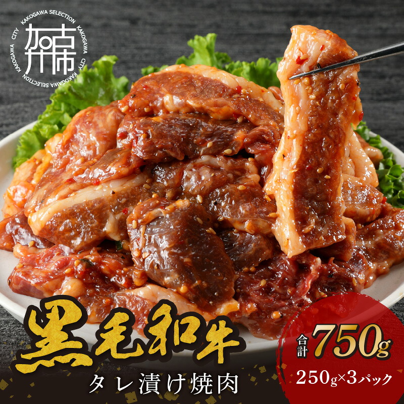 【ふるさと納税】ミートマイスター厳選！黒毛和牛タレ漬け焼肉（薄味☆）250ｇ&times;3パック 《 肉 牛肉 和牛 黒毛和牛 タレ漬け 味付き肉 焼肉 》｜兵庫県加古川市