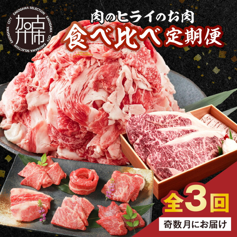 【ふるさと納税】肉のヒライのお肉食べ比べ定期便 全3回【奇数月にお届け】