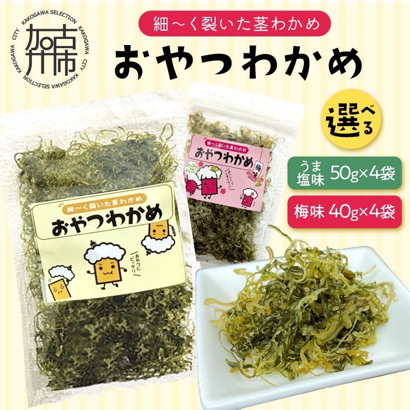 【ふるさと納税】おやつわかめ BIG 200g(50g×4) 梅味BIG160g(40g×4) 《 海藻 わかめ ワカメ おやつ おやつわかめ おつまみ 珍味 茎わかめ ビックサイズ 》