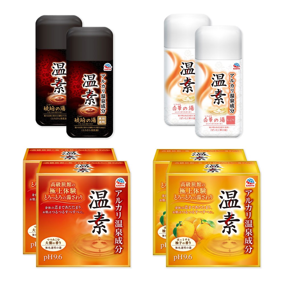 楽天市場】アース製薬 温素 琥珀の湯&白華の湯 詰合せパック 6包 ( 各3