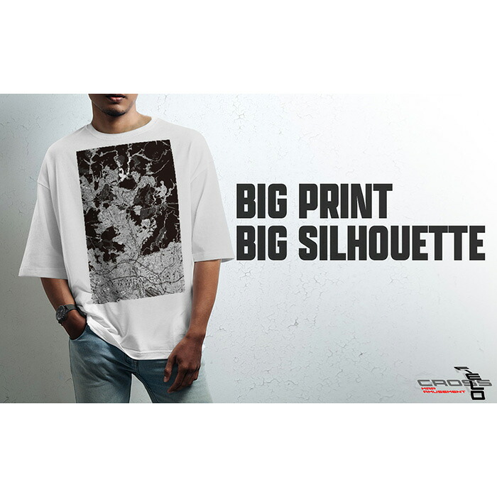 【ふるさと納税】【川西】地図柄ビッグシルエットTシャツ（ホワイト）No.344 ／ Tシャツ シャツ アパレル 洋服 綿100％ オーバーサイズ レイヤード ドロップショルダー ユニセックス 受注生産 国内印刷 おしゃれ 送料無料 兵庫県｜兵庫県川西市