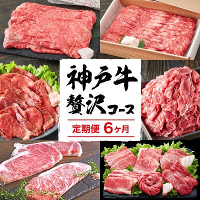 【ふるさと納税】定期便 肉 神戸牛 贅沢6種【6ヶ月連続お届け】全6回 【すき焼き肉・赤身焼肉・ロースステーキ・焼肉食べ比べ 他 6ヵ月】定期便 お肉 牛肉 和牛 すき焼き ステーキ肉 ヒライ牧場 お届け：ご入金の翌月より毎月中旬頃 神戸ビーフ