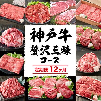 【ふるさと納税】 定期便 肉 神戸牛 贅沢三昧【12ヶ月連続お届け】全12回 ヒライ牧場 12ヵ月 【すき焼き肉/赤身焼肉/ロースステーキ/焼肉食べ比べ/スジ肉 他】　 お肉 牛肉 　お届け：ご入金の翌月より毎月中旬頃にお届けいたします。