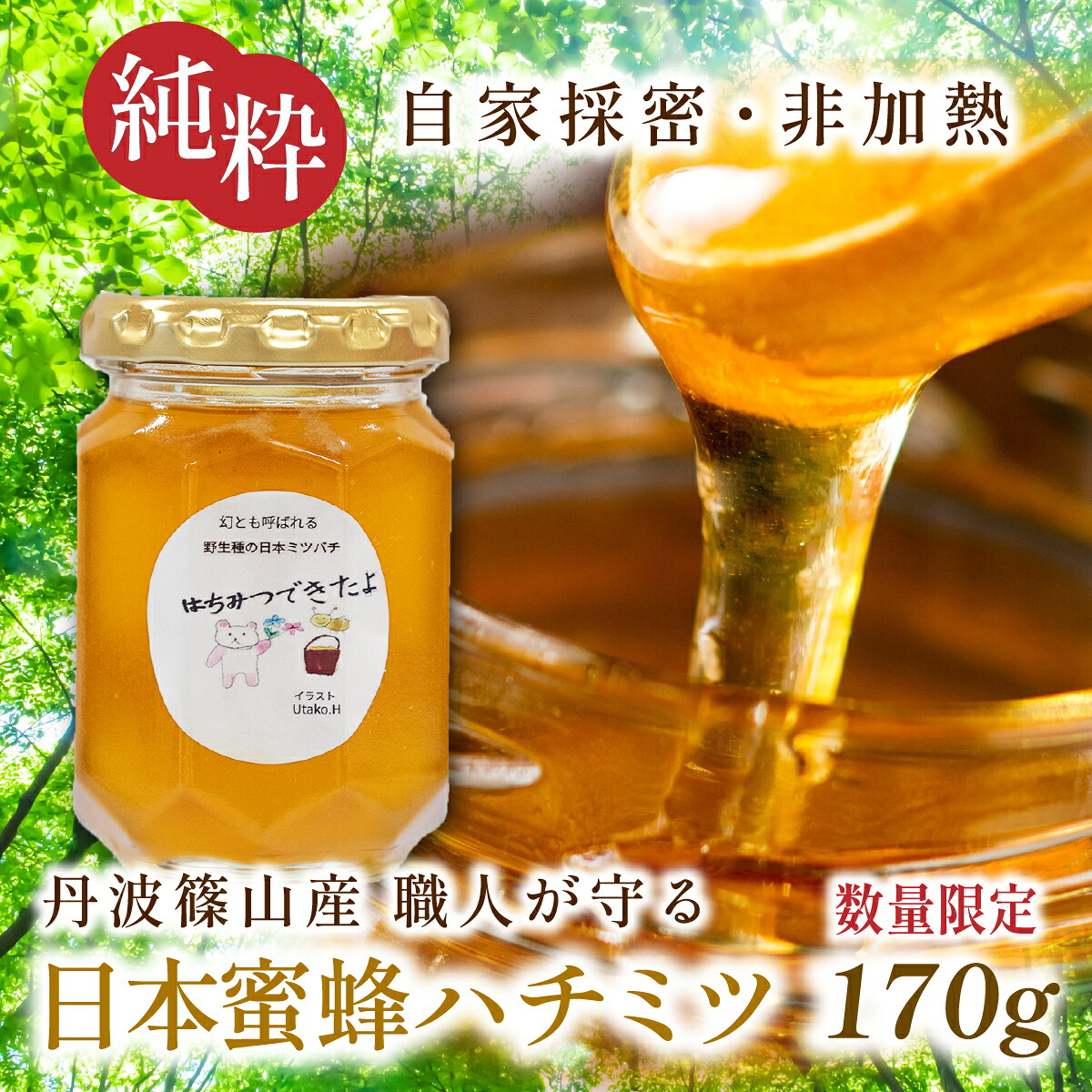 【ふるさと納税】【限定数量】職人が守る幻の日本蜜蜂ハチミツ 非加熱 国産 純粋 170g │ 兵庫県 丹波篠山市 天然 はちみつ 無加工 生はちみつ ニホンミツバチ 日本蜜蜂 日本ミツバチ 蜂蜜 ハチミツ 純粋 非加熱 国産 9,750円
