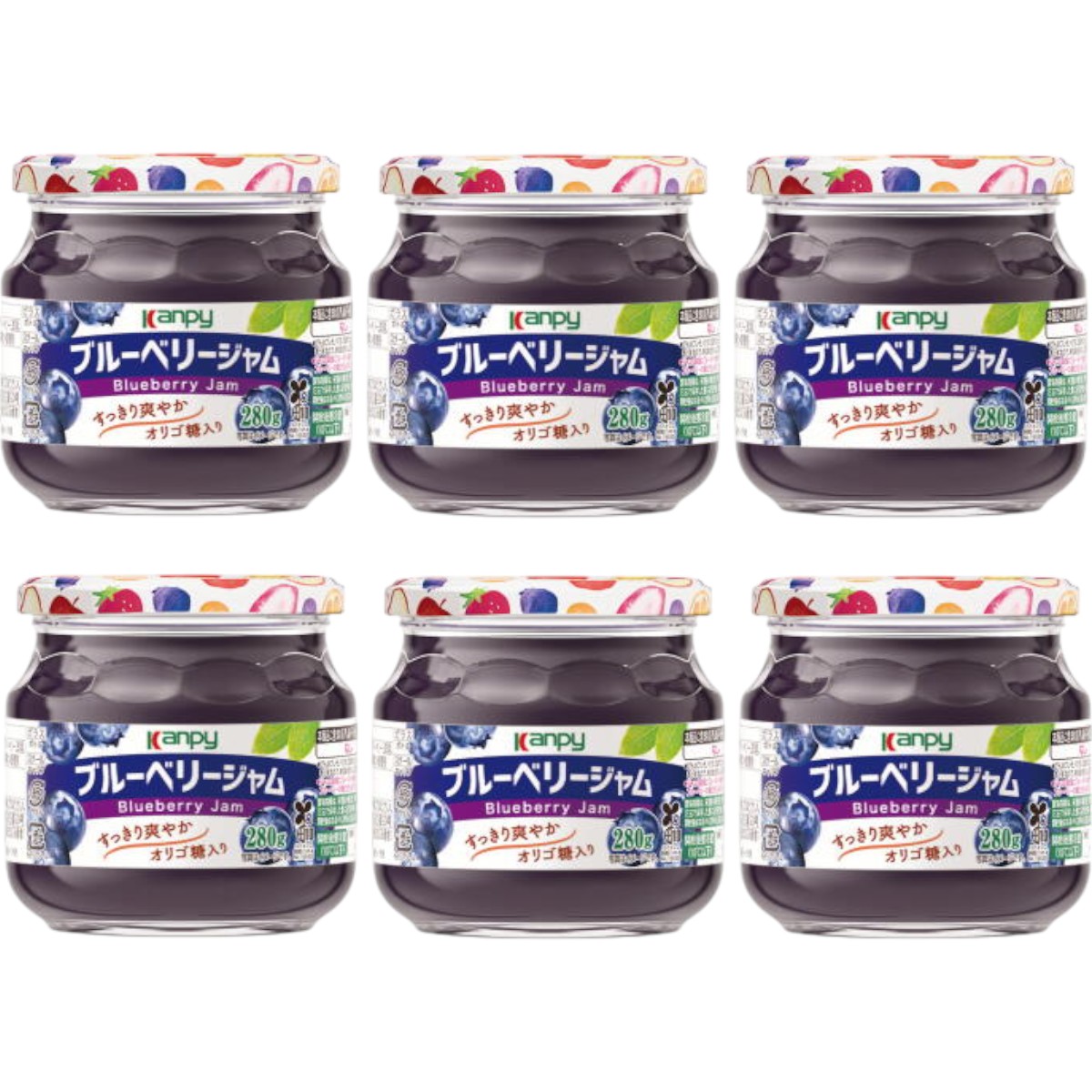 【ふるさと納税】カンピー　ブルーベリージャム 280ｇ 1ケース（6本入） | 兵庫県 丹波篠山市 ギフト 朝食 果実ジャム フルーツジャム オリゴ糖配合 トースト ヨーグルト 家族向け まとめ買いに ブルーベリー