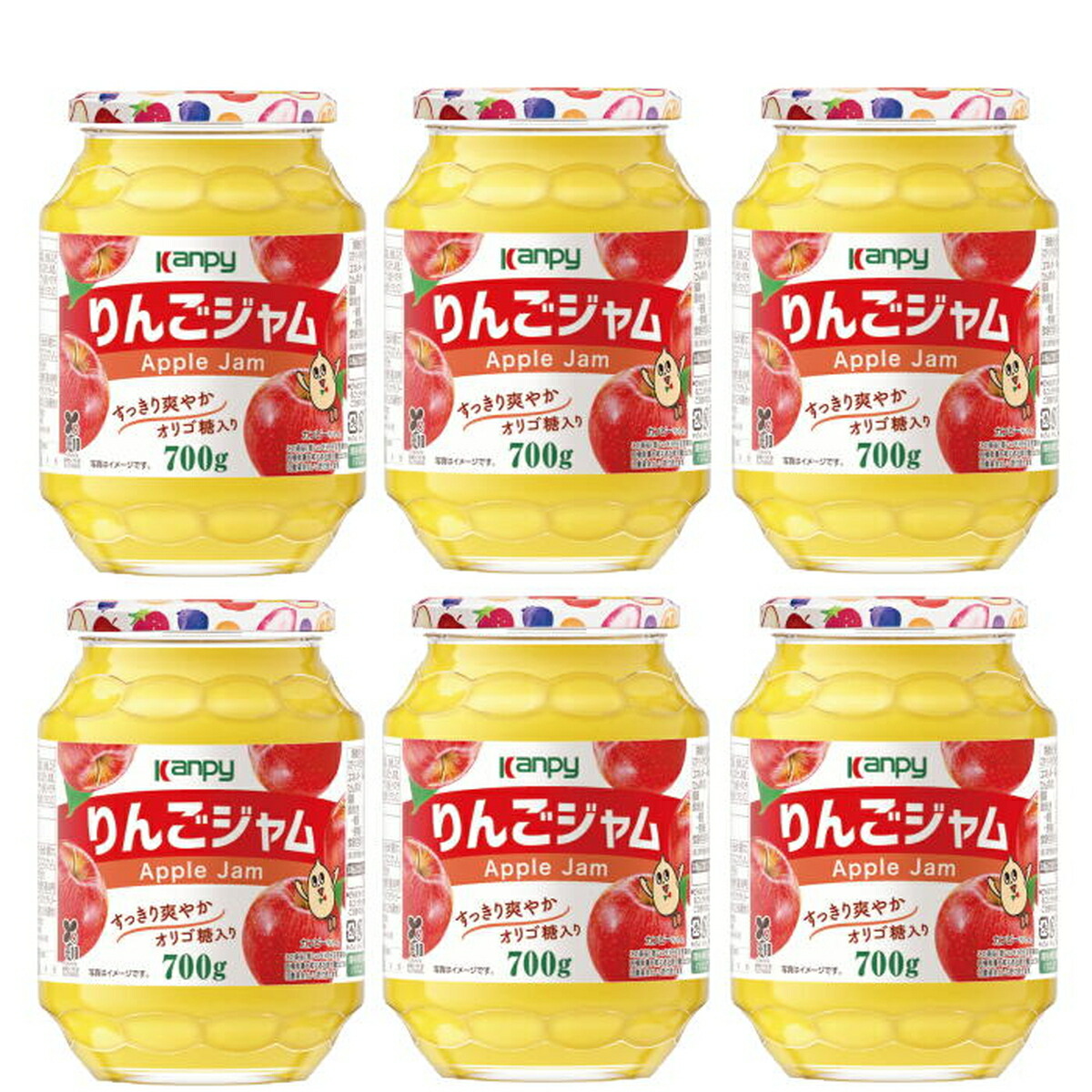 【ふるさと納税】カンピー　りんごジャム700ｇ　1ケース（6本入） | 兵庫県 丹波篠山市 ギフト 朝食 果実ジャム フルーツジャム オリゴ糖配合 トースト ヨーグルト 家族向け まとめ買いに ダイスカット入り アップル りんご