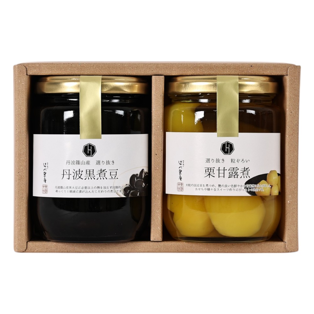 【ふるさと納税】【丹波篠山の幸の味】黒豆の煮豆と国産栗の甘露煮詰め合せ　ＢＴＫ－３３ 兵庫県 丹波篠山市 丹波黒 おせち用 煮豆 詰め合わせ 黒豆 黒煮豆 プレゼント ギフト 瓶詰め 瓶詰 つめあわせ お取り寄せグルメ 贈答品 丹波黒豆
